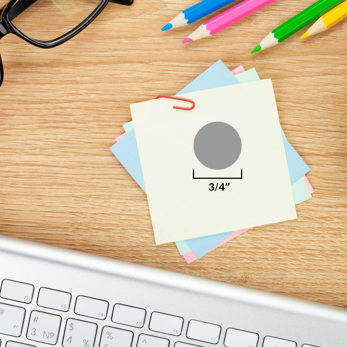ChromaLabel 0.75-inch gray round color-coding labels, 1008 permanent stickers on sheets, ideal for organization and labeling.