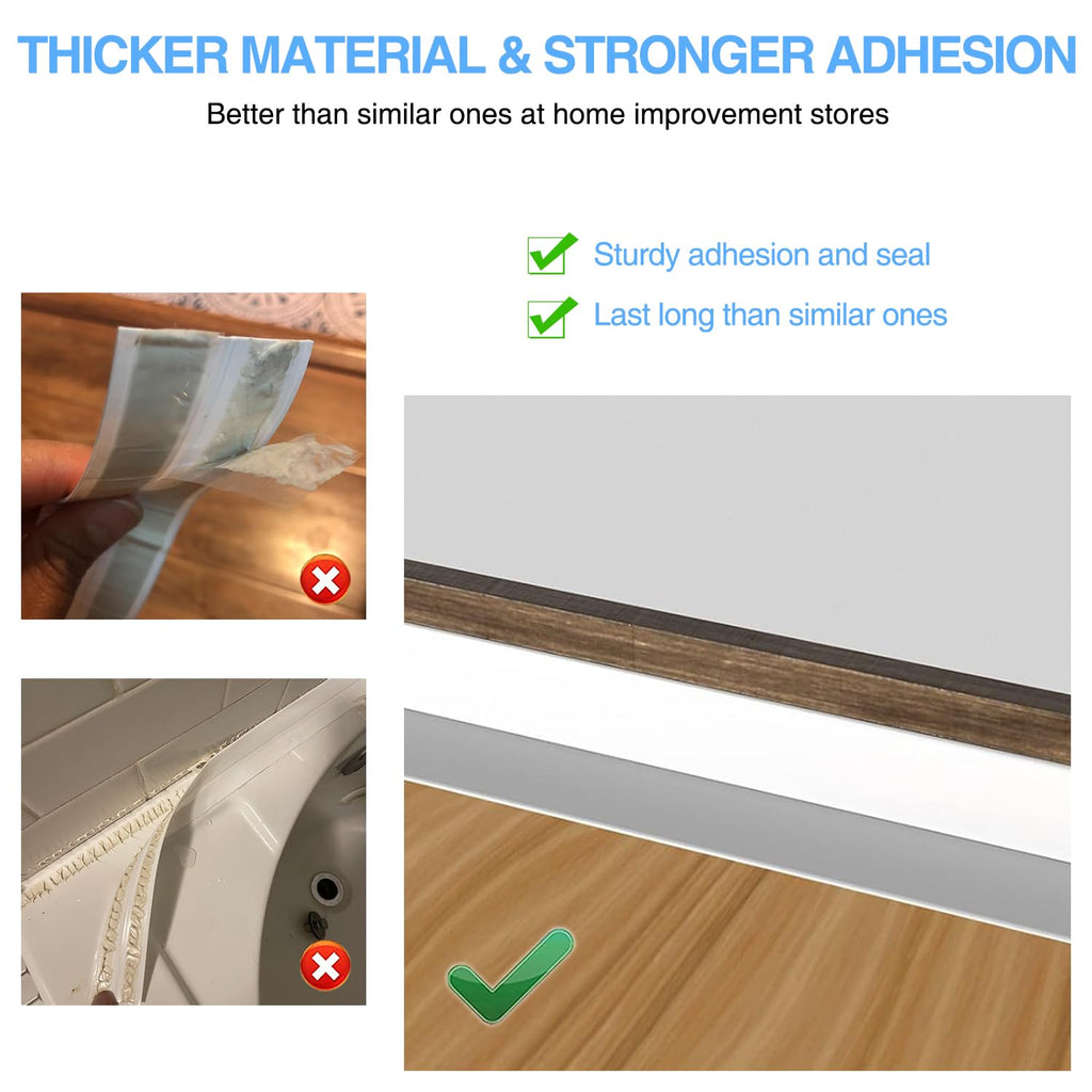 White Caulking Tape for Toilet and Bathtub Self Adhesive, 1.5" x13.5Ft Sealant Caulk Strip Sealing Tape for Bathroom Peel and Stick Floor Shower Wall Tile and Kitchen Edge Protector White-1.5IN-13.5FT-A