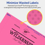 Avery Printable Rectangle Labels, Sure Feed Technology, 5" x 7", Bright Pink Labels, Laser/Inkjet Printable, 80 Total, Great for Shipping and Packaging 80 labels