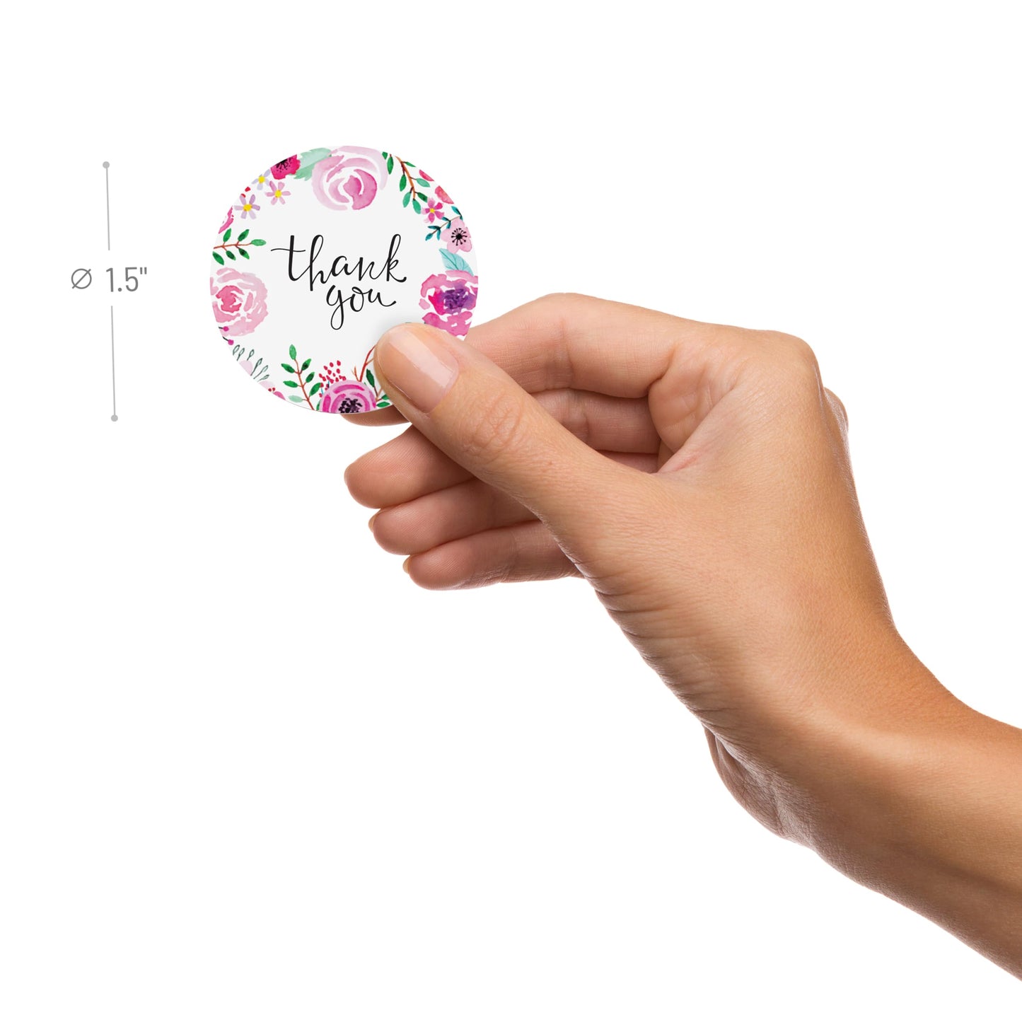 easykart labels 500 Thank You Stickers 1.5" Inch, Pink Water Color Flower Design for Birthdays, Weddings, Giveaways, Bridal Showers and Perfect for Small Business Owners (1 Roll)