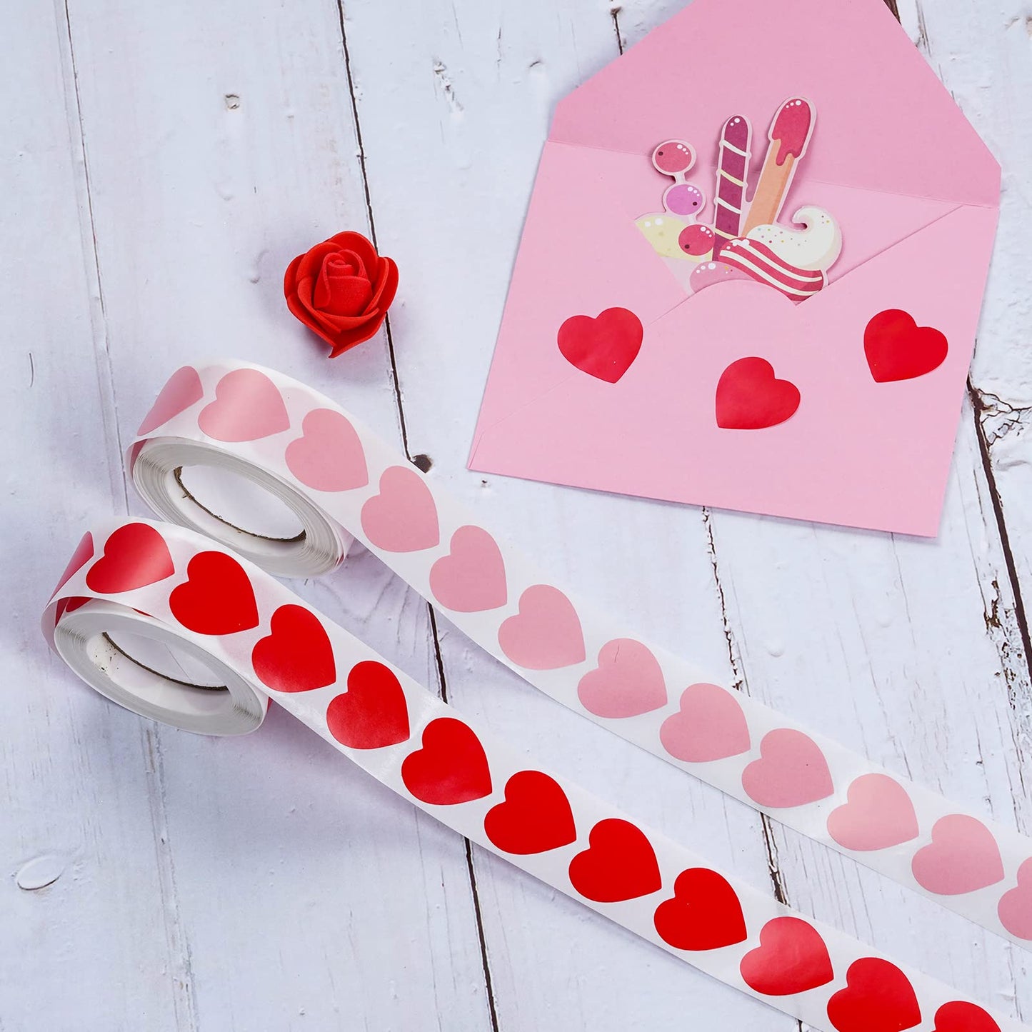Dxhycc 1000 Pieces Heart Stickers Red Pink Heart Shaped Sticker Labels Valentine's Love Decorative Stickers for Valentine's Day, Wedding, Mother‘s Day, Gifts Decoration