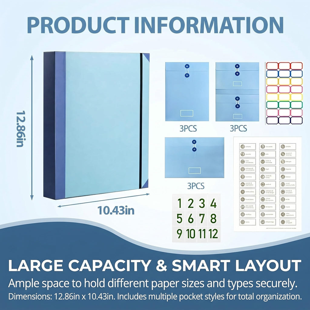 The Life Book Document Organizer with Pre Labels, Family Emergency Planner, End of Life Important Documents Binder, Portable Paper File Folio for Medical Legal Financial Household Paperwork
