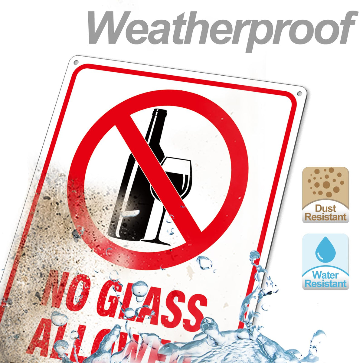 14x10″ No Diving Pool Sign, No Glass Allowed Sign, 2 Pack, PSP-2402 No Diving & No Glass
