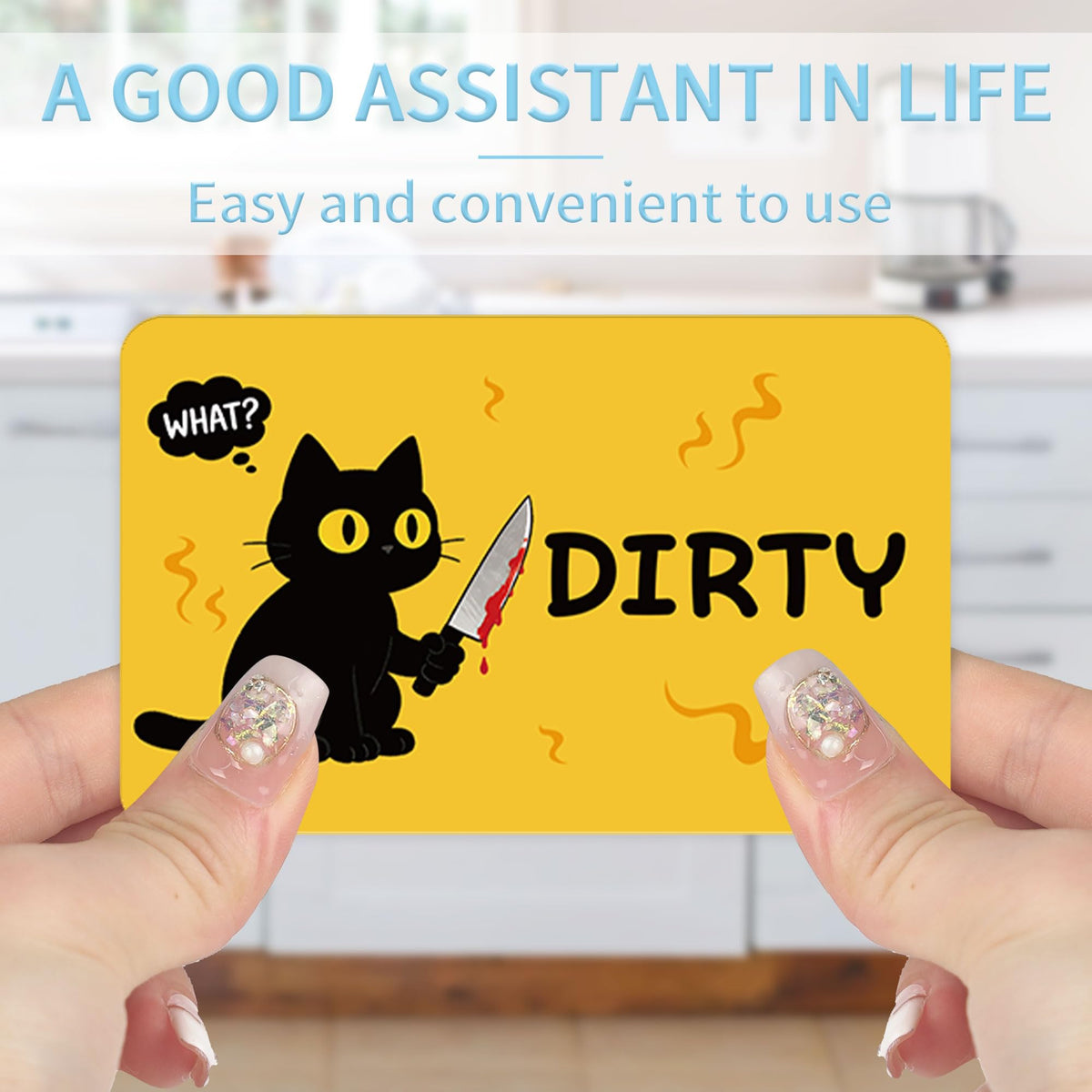 Clean Dirty Magnet for Dishwasher Black Cat