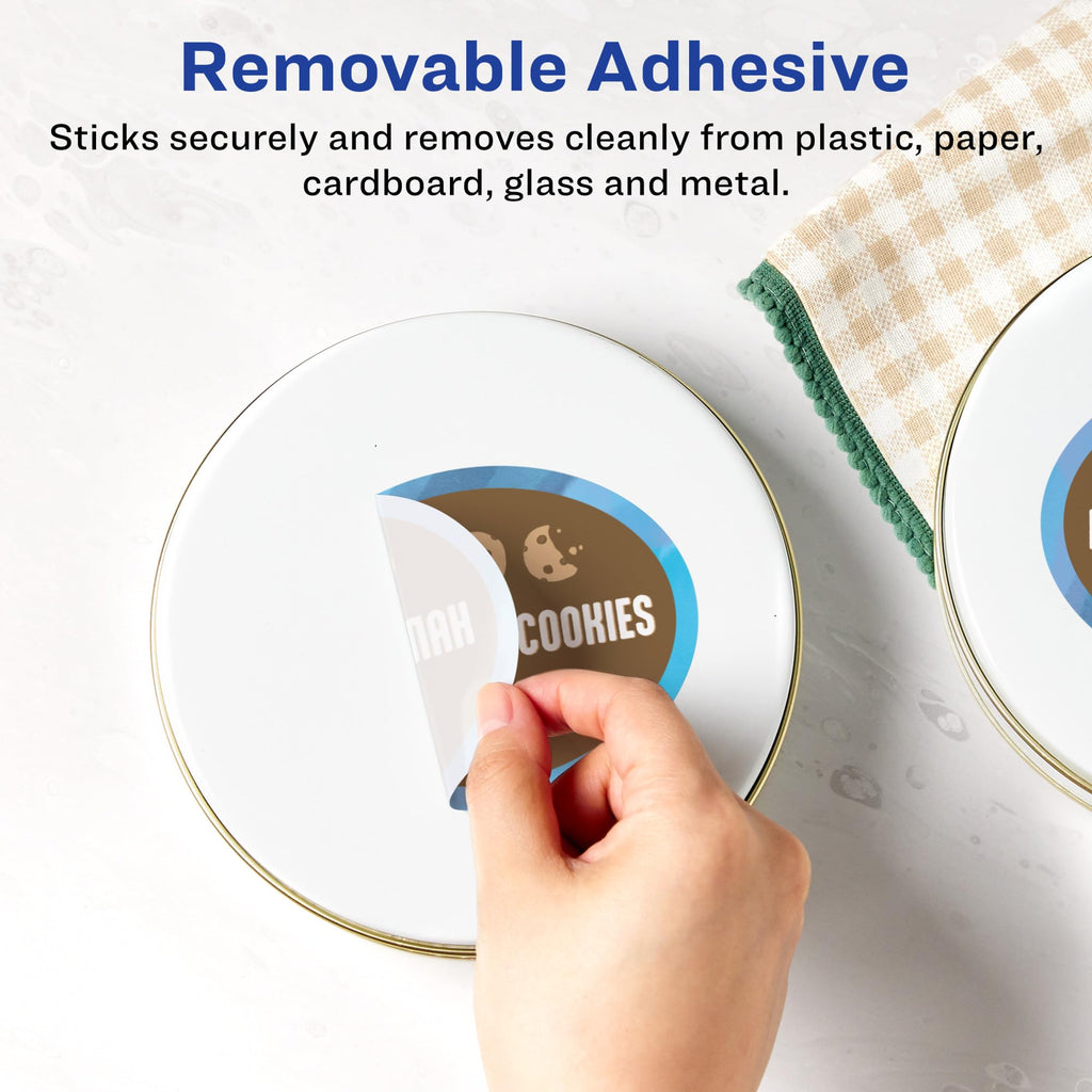 Avery Matte White Removable Oval Labels, Sure Feed Technology, Print-to-The-Edge, 4.25" x 3.25", 60 Removable Labels, Laser/Inkjet Printable 60 labels