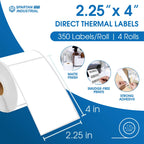 2.25" X 4" Direct Thermal Labels (1400 Count, 4 Rolls) 2.25" X 4"