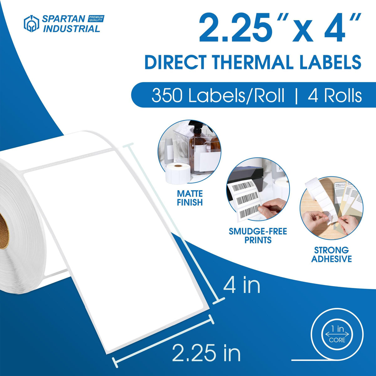 2.25" X 4" Direct Thermal Labels (1400 Count, 4 Rolls) 2.25" X 4"