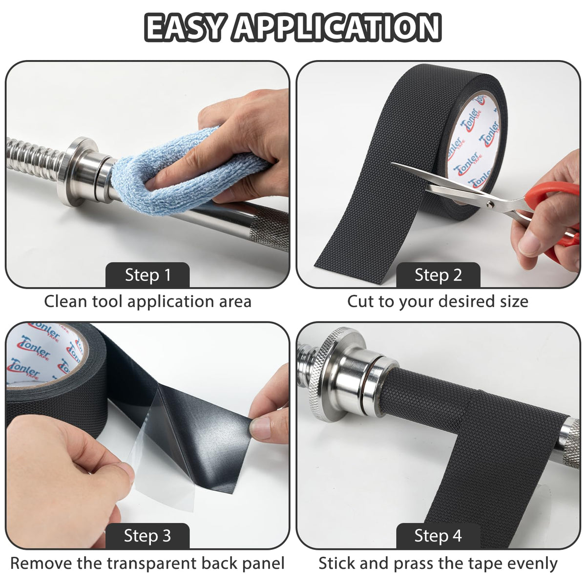 1 Inch x 33 FT Black Rubber Grip Tape, Ultra Strong Adhesive Anti-Slip Textured Tape, Waterproof & Heat Resistant Cushion Pad for Handles 1in×33ft