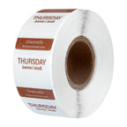 Restaurantware RW Smart 1 Inch x 1 Inch Food Rotation Labels 3500 Dissolvable Food Safety Labels - Premium Trilingual Paper Day Of The Week Labels For Food Storage Or Prep Weekly 7-Day