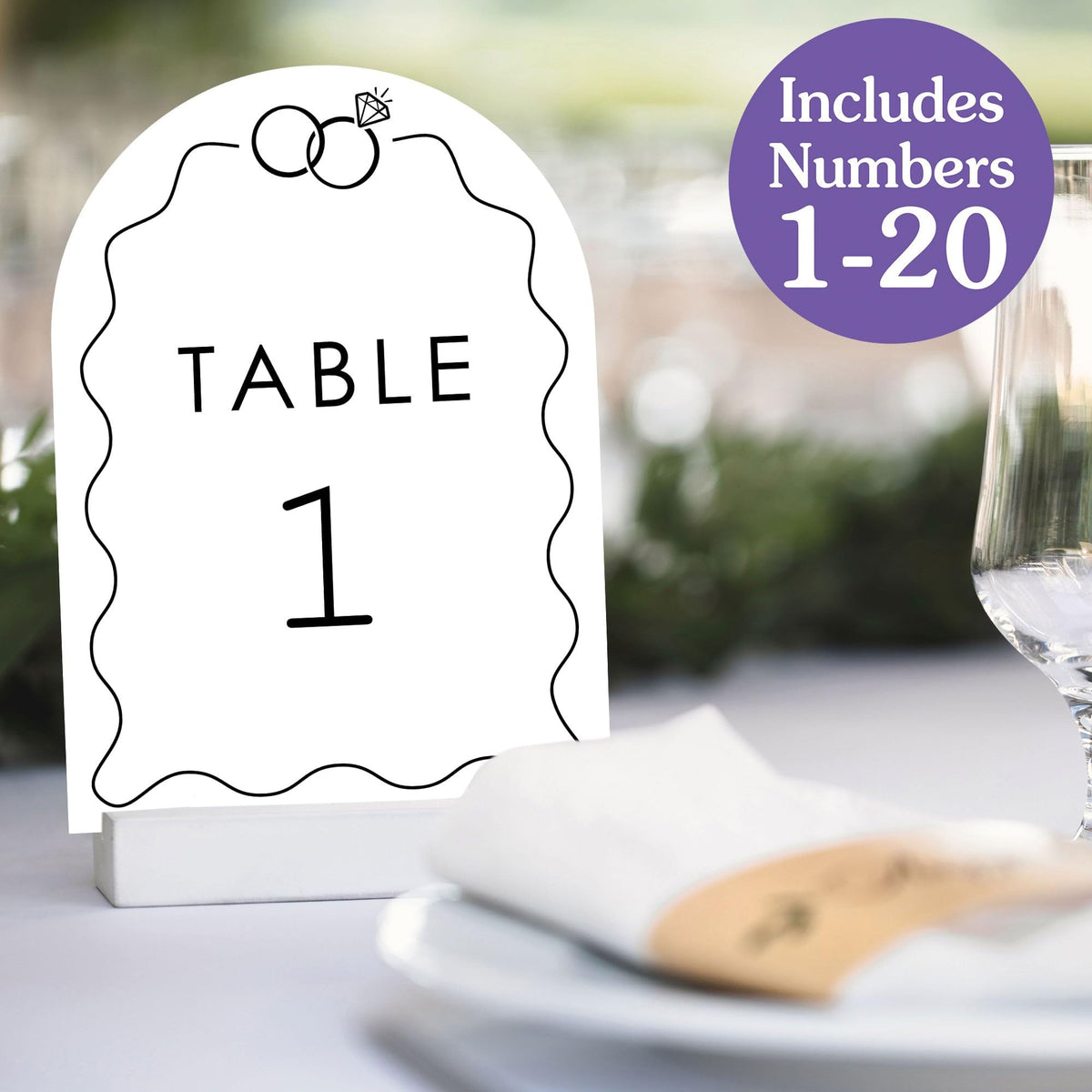 Big Dot of Happiness Wedding Rings Table Numbers, Engagement and Anniversary Party Decor, Wedding Centerpieces, Double-Sided 5 x 7 inches Cards, Table Numbers - 1-20