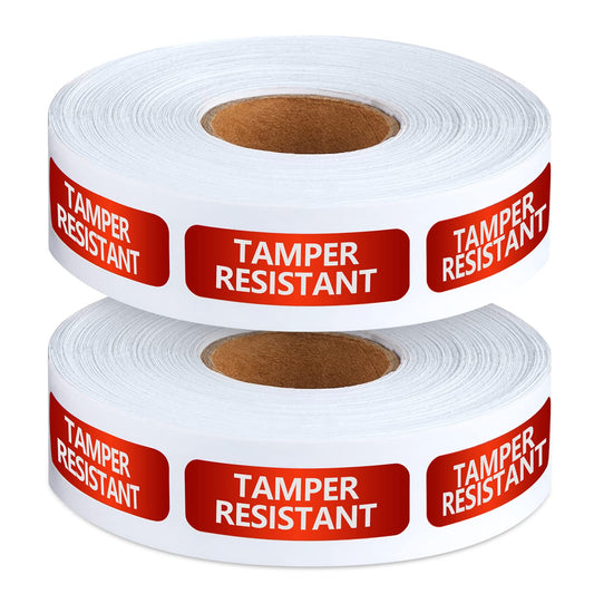 Gueevin 1000 Pcs Tamper Resistant Metallic Labels Adhesive Stickers, 0.5 x 1.5 Inches Tamper Evident Tape Holographic Seal for Box Mailing Packaging Sealing Delivery Office Home Supplies