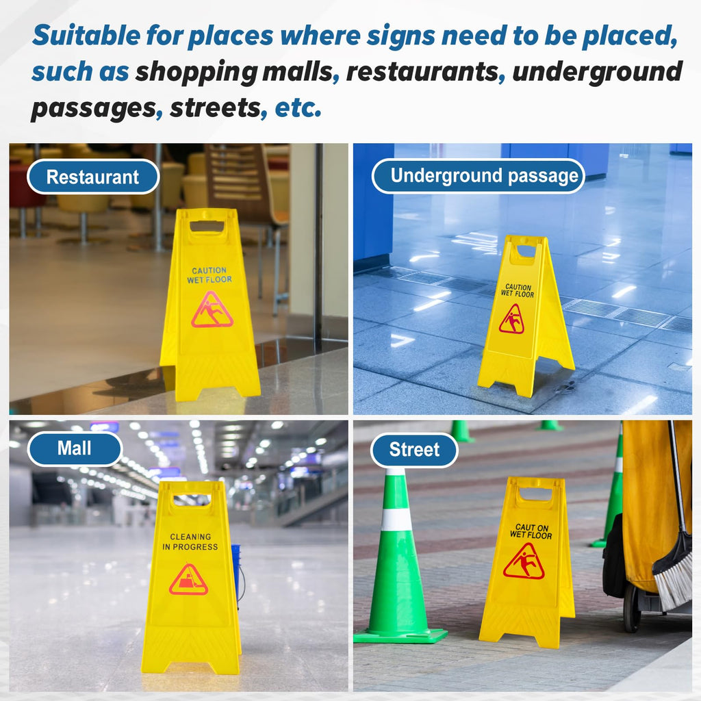 2 Pack 24" Height Blank Floor Sign Yellow A-frame Foldable Caution Sign Stick/Write-on Double Sided Safety Warning for Pool Restaurant Restroom Office 2 24 x 11. 6 Inch