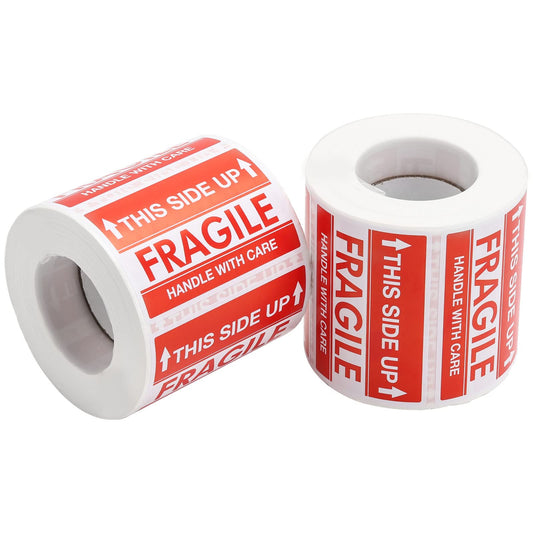 2 x 3 Inch Fragile Stickers, Handle with Care Warning Labels, This Side Up Stickers for Shipping and Moving - 1000 Labels
