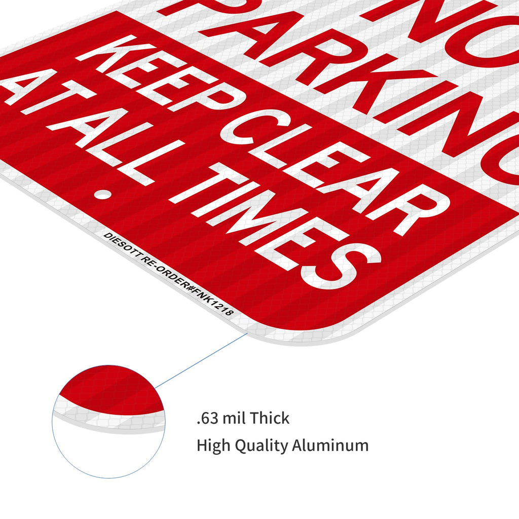 Fire Lane No Parking Sign, 2 Pack 18"x12" Fire Lane Keep Clear Signs, Rust Free Weather Resistant Aluminum, Waterproof, Durable Ink, Easy to Mount Indoor or Outdoor-By DIESOTT