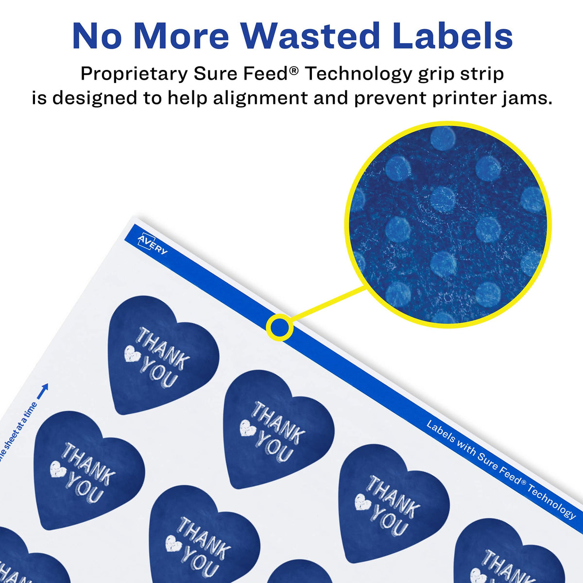 Avery® Printable Durable White Heart Labels, Sure Feed® Technology, 1.5" x 1.5", Print-to-the-Edge, Waterproof Labels, Laser & Pigment-Based Inkjet Compatible, 500 Total 500 labels
