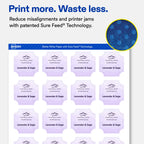 Avery Matte White Square Scalloped Labels, Sure Feed Technology, 1-5/8" x 1-5/8", 500 Matte White Printable Labels 500 labels