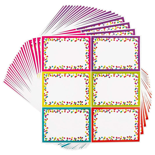 Bright Creations 144 Pieces Decorative Colorful Name Tags for Classroom - Blank Stickers to Write on for Student Desks, Bin Labels, Teacher Supplies, 6 Designs (3.5 x 2.5 Inches) - Name Tag Stickers