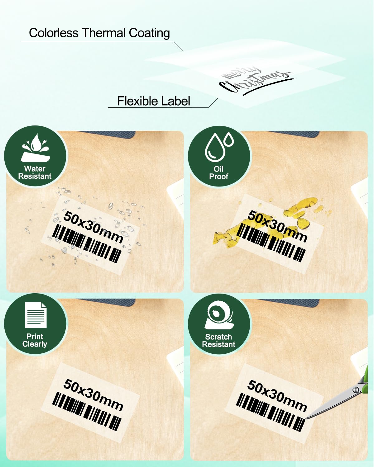 1 Rolls Phomemo Transparent Square Label, 1.96'' x 1.18"(50X 30mm), 230 Labels/Roll & 1 Roll White 1.96'' x 1.18"(50X 30mm) Label, 230 Labels/Roll, Multi-Purpose Self-Adhesive Tag