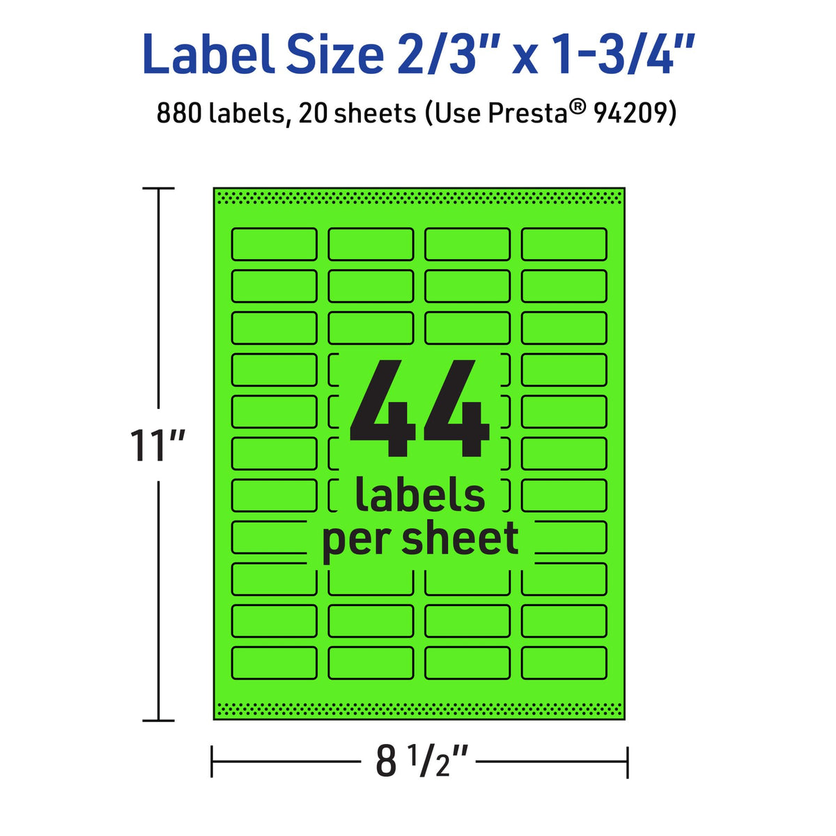 Avery Printable Rectangle Labels, Sure Feed Technology, 2/3" x 1-3/4", Neon Green Labels, Print-to-The-Edge, Laser/Inkjet Printable, 880 Total, Great for Product Merchandising and Jars 880 labels