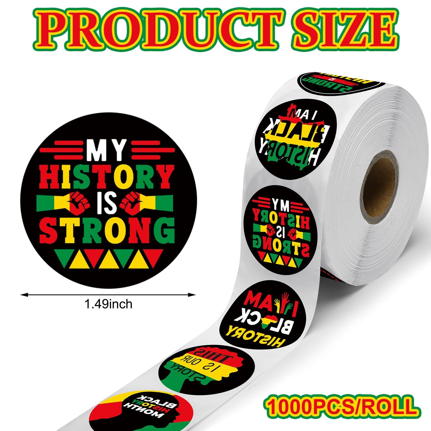 Harloon 1000 Pcs Black History Month Stickers Bulk, Roll Stickers Black Freedom Day Patriotic Party Supplies for Celebrate History Labels Decorations Month Gifts Party Supplies Water Bottle Rewards