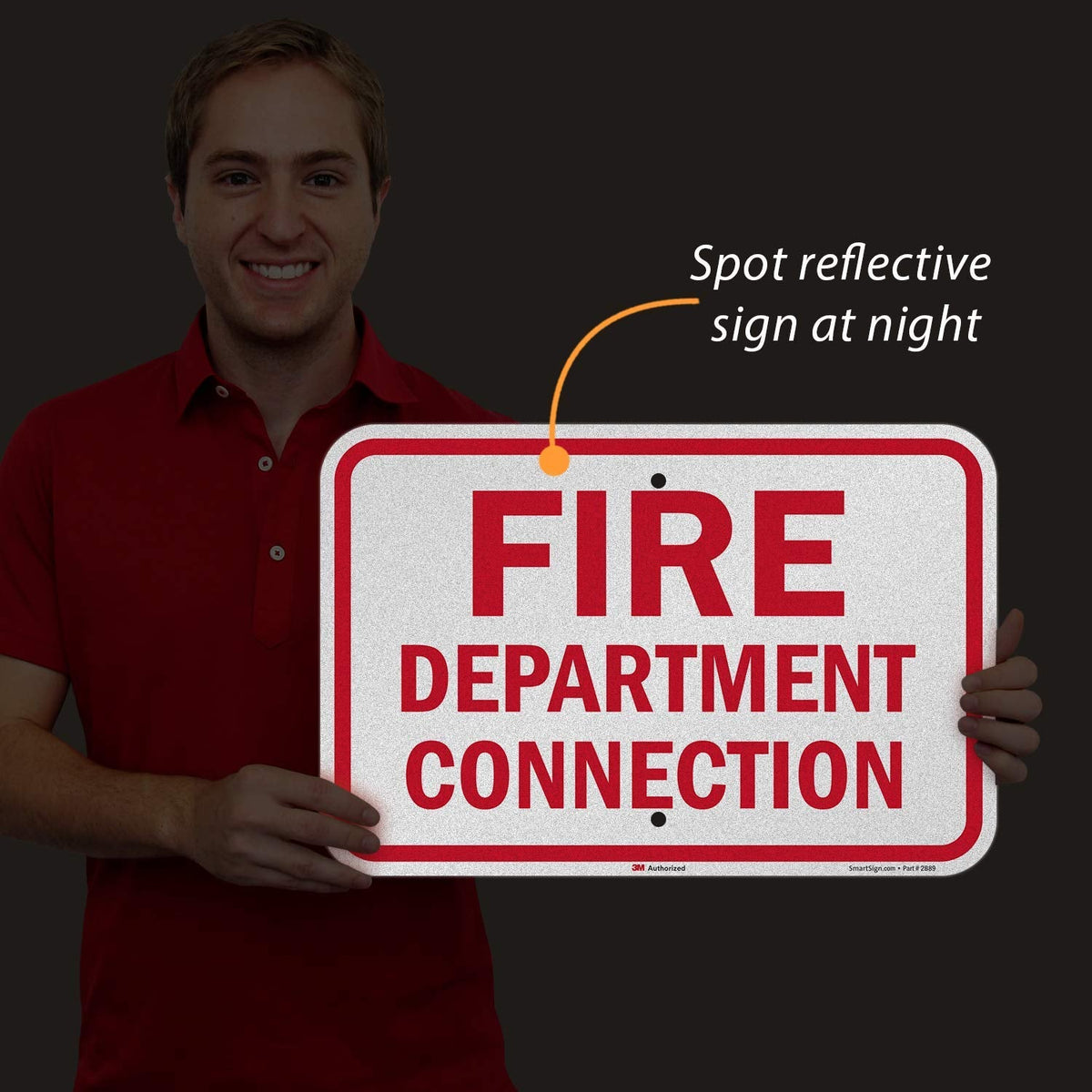 SmartSign "Fire Department Connection" Sign | 12" x 18" 3M Engineer Grade Reflective Aluminum