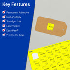 Avery Printable Square Labels, Sure Feed Technology, 1-1/2" x 1-1/2", Neon Yellow Labels, Print-to-The-Edge, Laser/Inkjet Printable, 400 Total, Great for Jars and More 400 labels