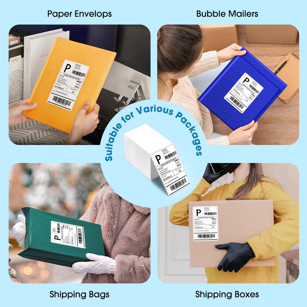 Fuxury Thermal Labels 4x6 500 Labels Fanfold Direct Shipping Label 4x6"-500 Labels