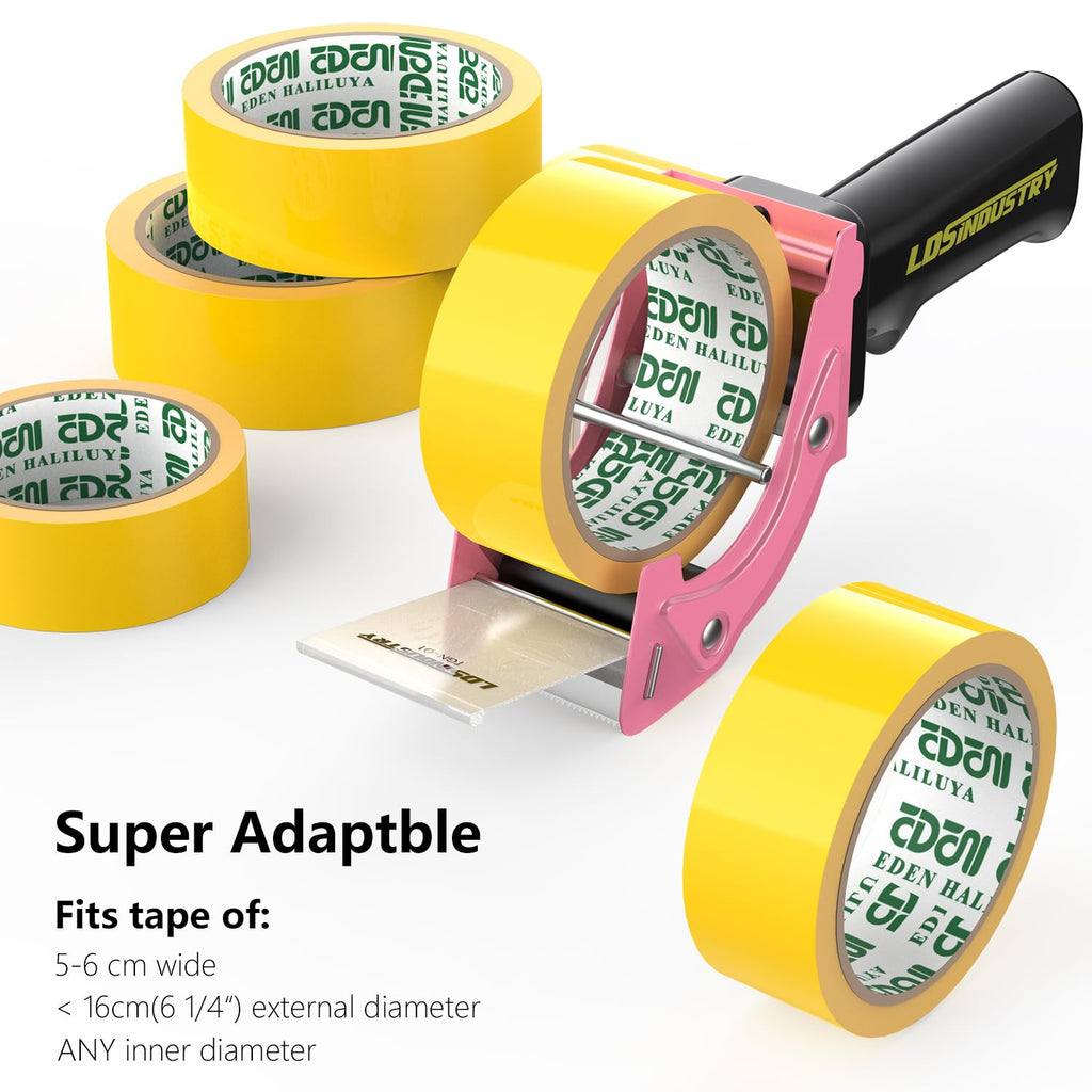 2 Pcs Rapid-Replace Packing Tape Dispenser Guns with Extra Blade, 2IN(50mm) Lightweight Ergonomic Industrial Handheld Heavy Duty Tape Cutter for Carton, Packaging and Box Sealing Pink