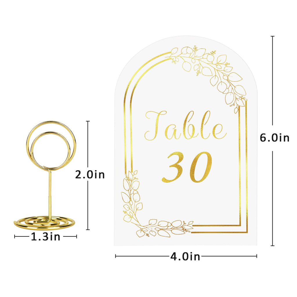 JOYIT 20 Sets Wedding Table Numbers 1-20 with 20 Pcs Table Number Holders White Gold 20 Cards+20 Holders(Round)