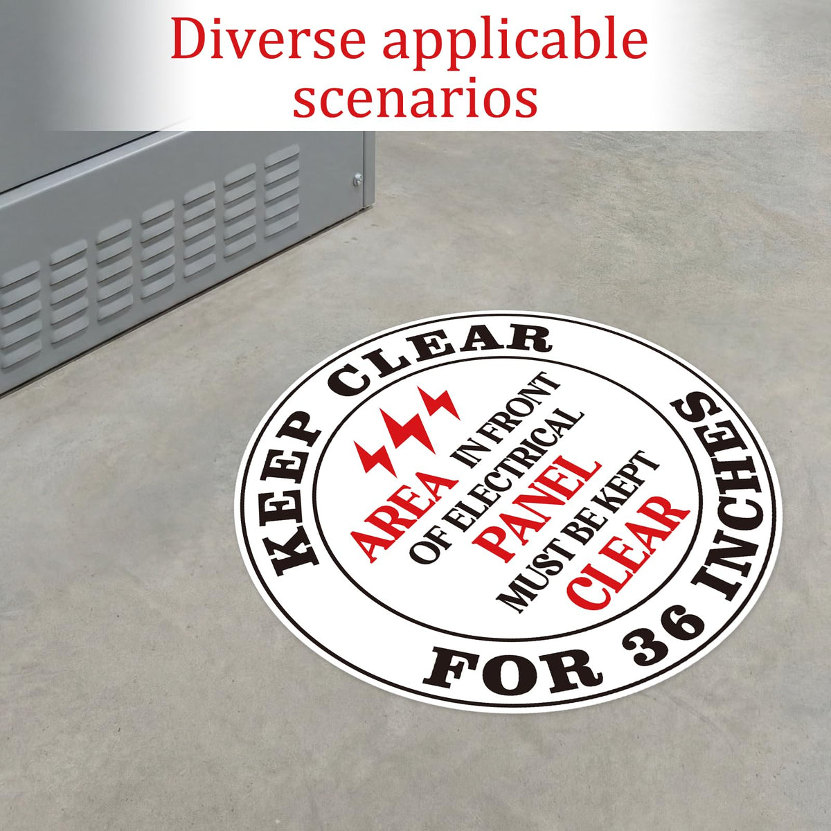10 Pcs Area in Front of Electrical Panel Must Be Kept Clear for 36 Inches Sticker 17 x 17 Inch Electrical Panel Labels Self Adhesive Waterproof Vinyl Warning Safety Sign for Factory Warehouse