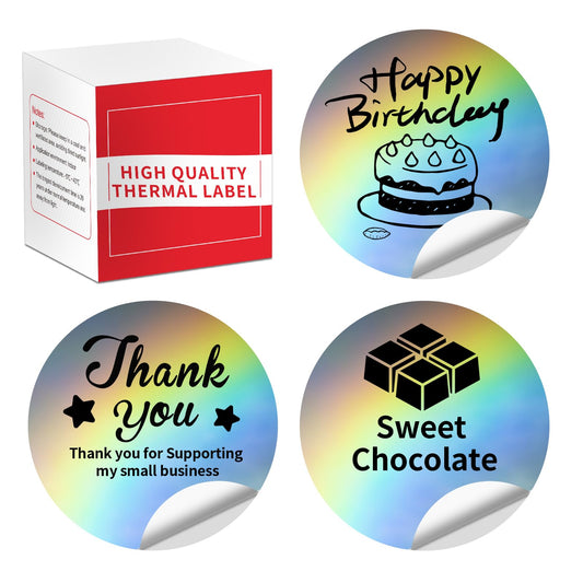 Phomemo M110 Labels, Thermal Sticker Paper, 2" Round Thermal Labels for Small Business, Logo Design, Baking Package, Holographic Sticker Paper for Phomemo M150 M220 M221 M250 M260 M100 Label Maker 1.96"x1.96"