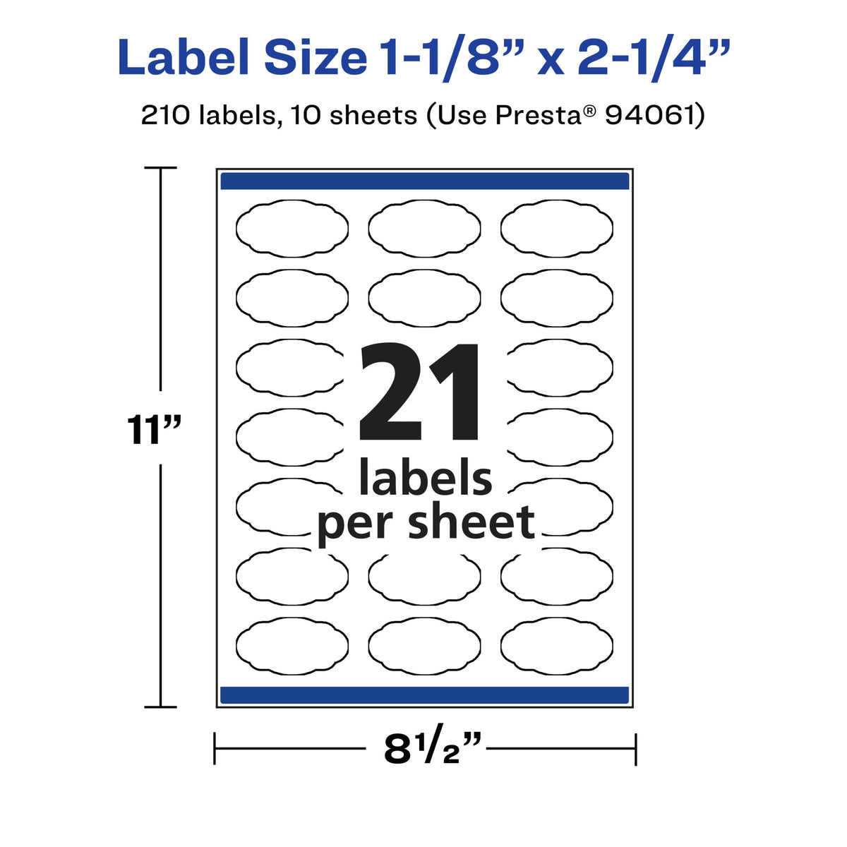 Avery® Printable Durable White Oval Scalloped Labels, Sure Feed® Technology, 1-1/8" x 2-1/4", Print-to-the-Edge, Waterproof Labels, Laser & Pigment-Based Inkjet Compatible, 210 Total 210 labels