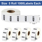 5 Rolls Consecutive Number 0001 to 5000 Label Bundle