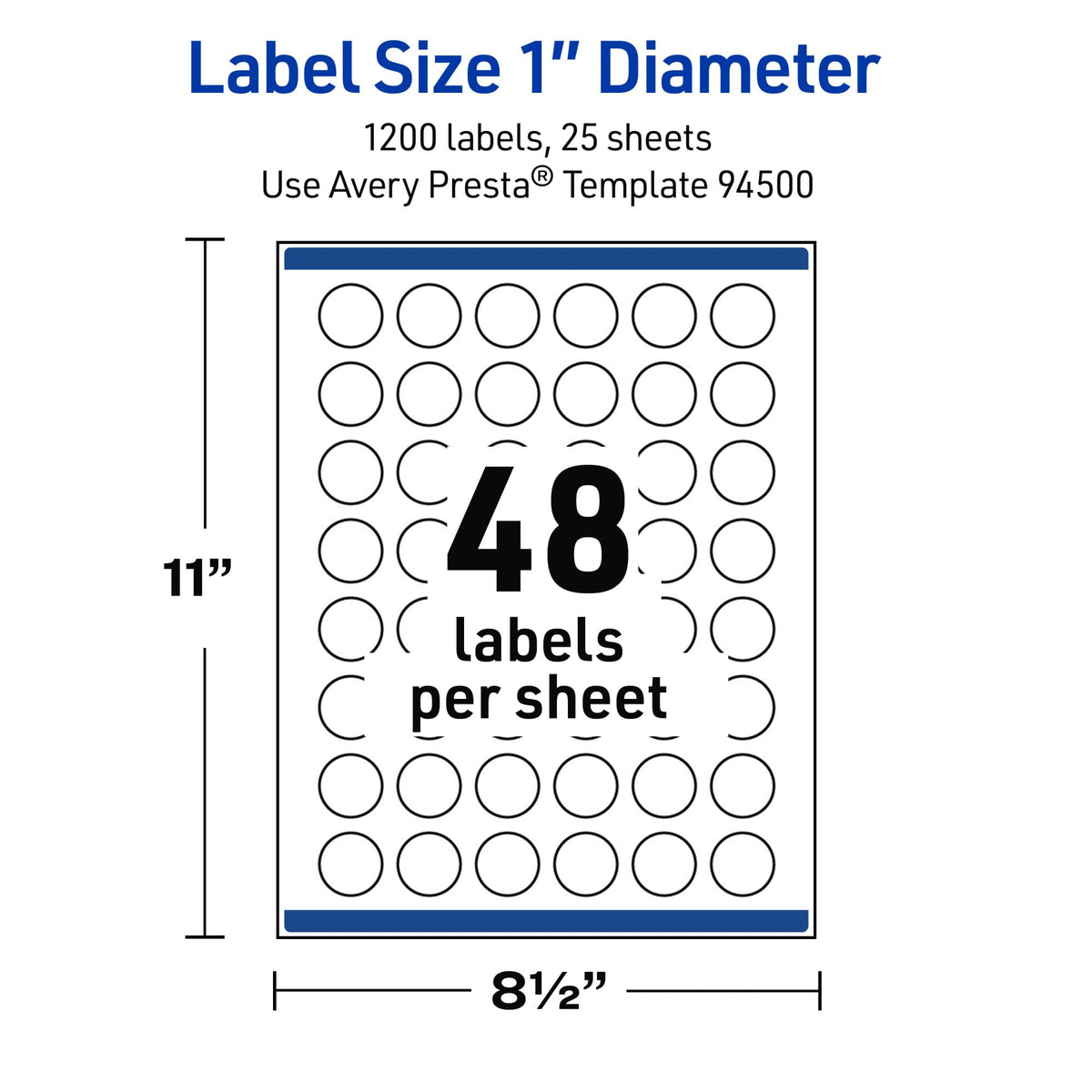 Avery® Outdoor Waterproof Round Labels, Sure Feed® Technology, 1" Diameter, White Film, Print-to-the-Edge, Compatible with Laser Printers, 1200 Labels Total 1200 Count