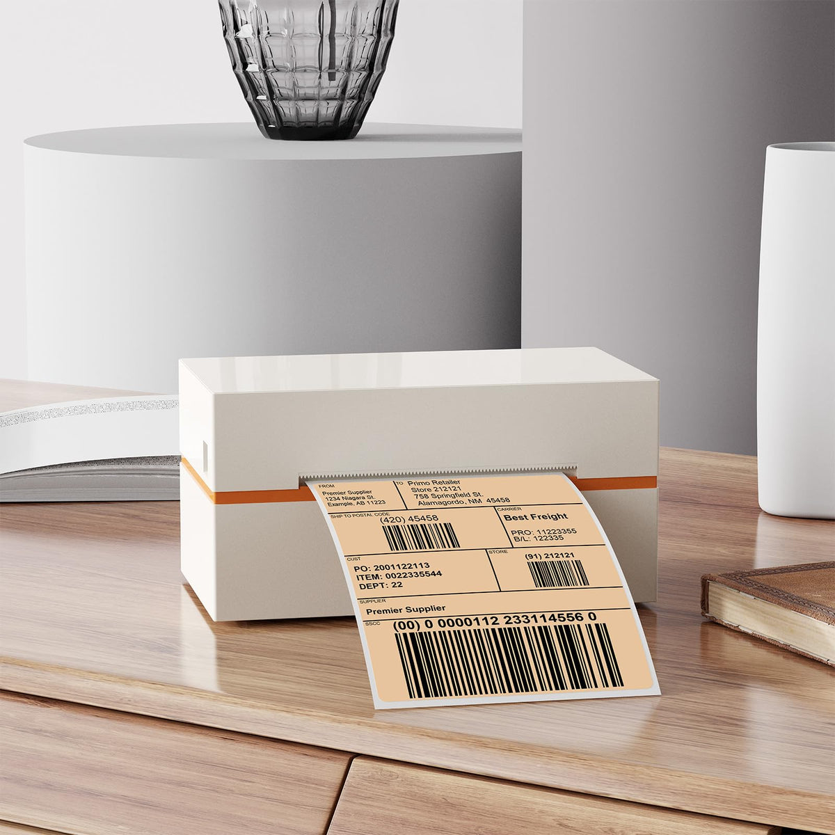 Khaki Thermal Labels 4 × 6 Inch Waterproof Vinyl Stickers 250 PCS Khaki