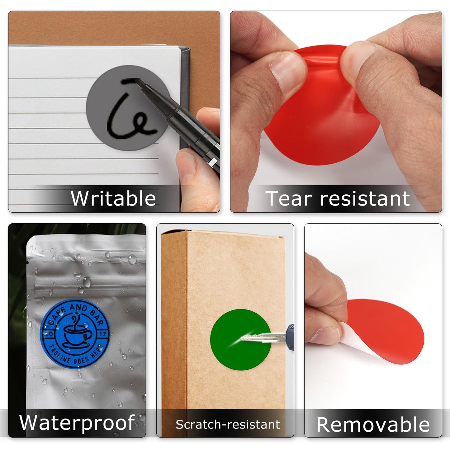 10 Colors Dot Stickers 2 Inches Vinyl Self-Adhesive Waterproof Colored Circle Labels Removable Color Coding Decals Round Tag for Office Inventory 200 PCS Multicolor