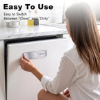 Dishwasher Magnet - Clean/Dirty Sign, Silver, Plastic, 7 x 2 Inches, Minimalist Style Silver-1