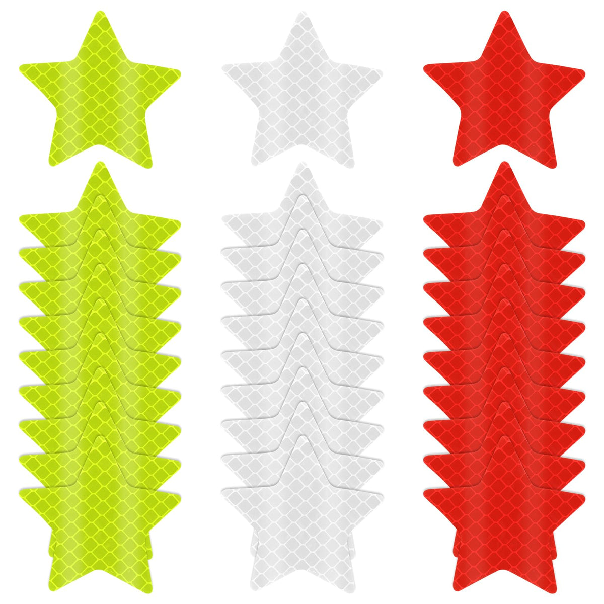 Abeillo 30Pcs Warning Reflective Stickers - 3 Colors Safety Reflective Sticker Waterproof Reflector Sticker Reflective Tape Sticker for Vehicle, Bicycles, Motorcycles, Clothing(Star) Star