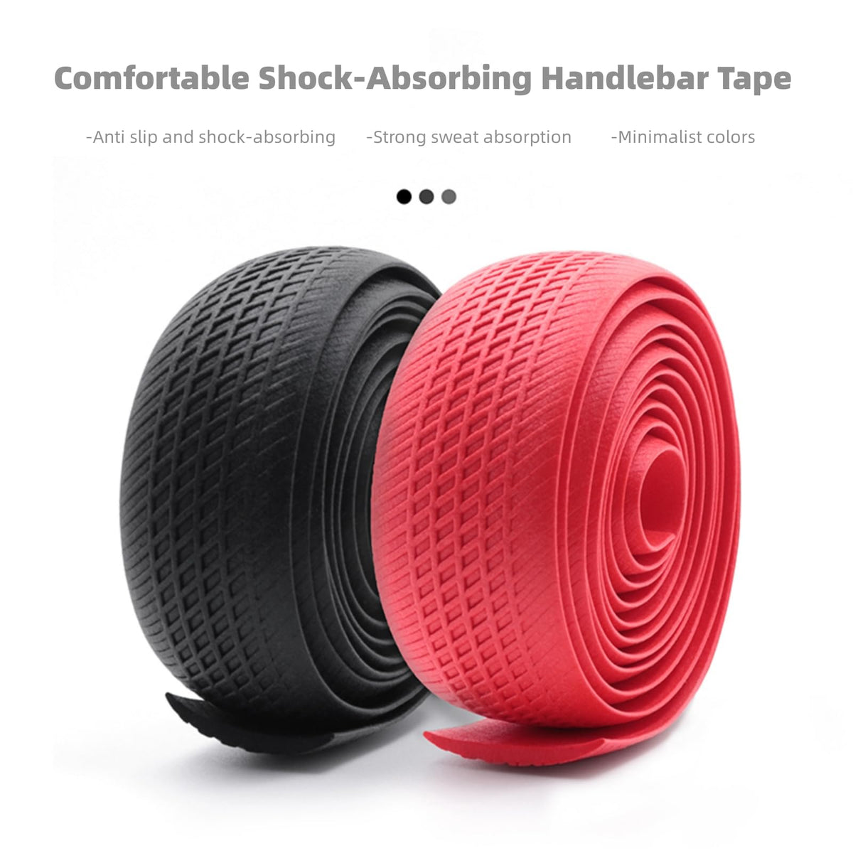 Bike Handlebar Tapes, Black, 2 Rolls | Comfortable, Anti-Slip, Damping Sweat Breathable, Soft Touch Silicone, Self-Adhesive