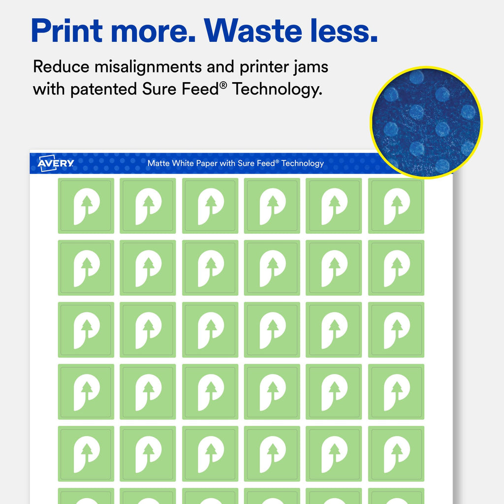 Avery® Matte White Square Labels, 1" x 1", 2400 Total 2,400 labels