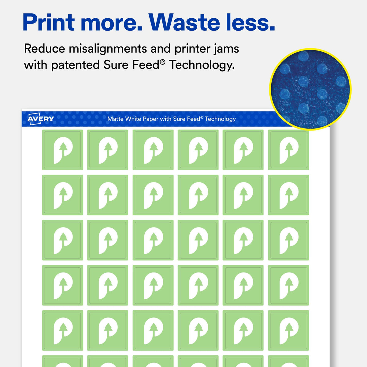 Avery® Matte White Square Labels, 1" x 1", 2400 Total 2,400 labels