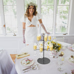 Cocktail Tree Stand for Parties Brunch,2 Tiers 10 Holders Drink tower Wine Glass Holder Stand,Champagne Tower Martinis Tree,Wine Glasses Display Margarita tower Drink stand for Mimosa Bar Party Bridal Matte black-two tier