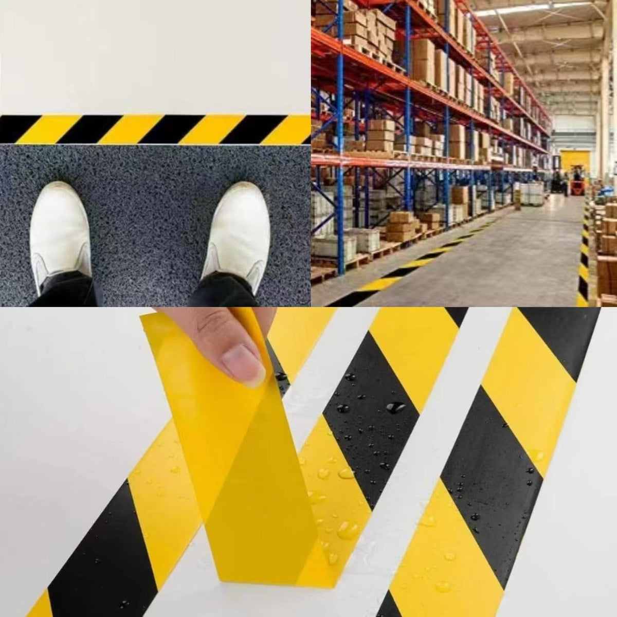 1 Roll 2" x 110ft Black and Yellow Hazard Warning Safety Tape for Floor Marking, Suitable for Marking Walls, Floors, Pipes, and Equipment, High-Tack Wear-Resistant