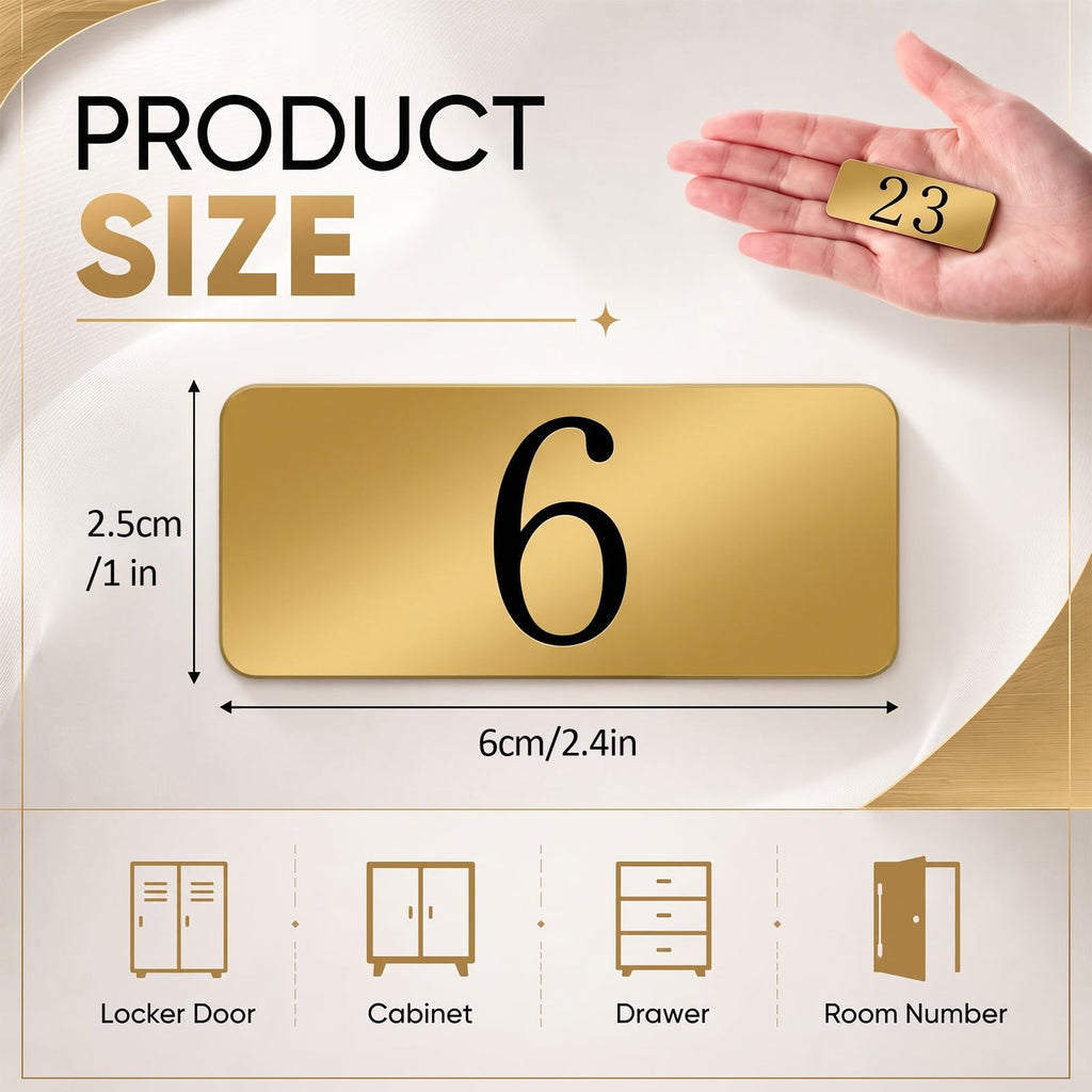 Yaocom 25 Pcs Brass Numbered Tags Metal Locker Number 1-25, 2.4x1 Inch