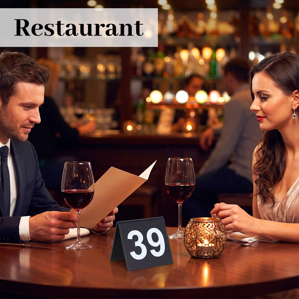 Double Sided Table Number 1-50 for Restaurant, Wedding Party Food Service Black