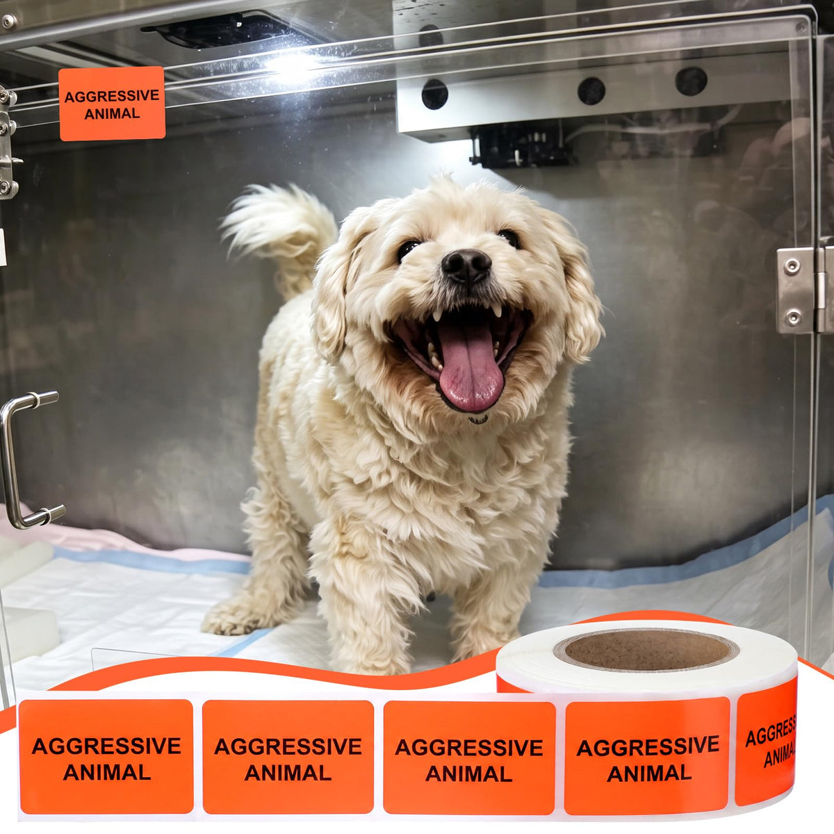 500 Pcs Aggressive Animal Veterinary Labels 1 x 1.5 Inch