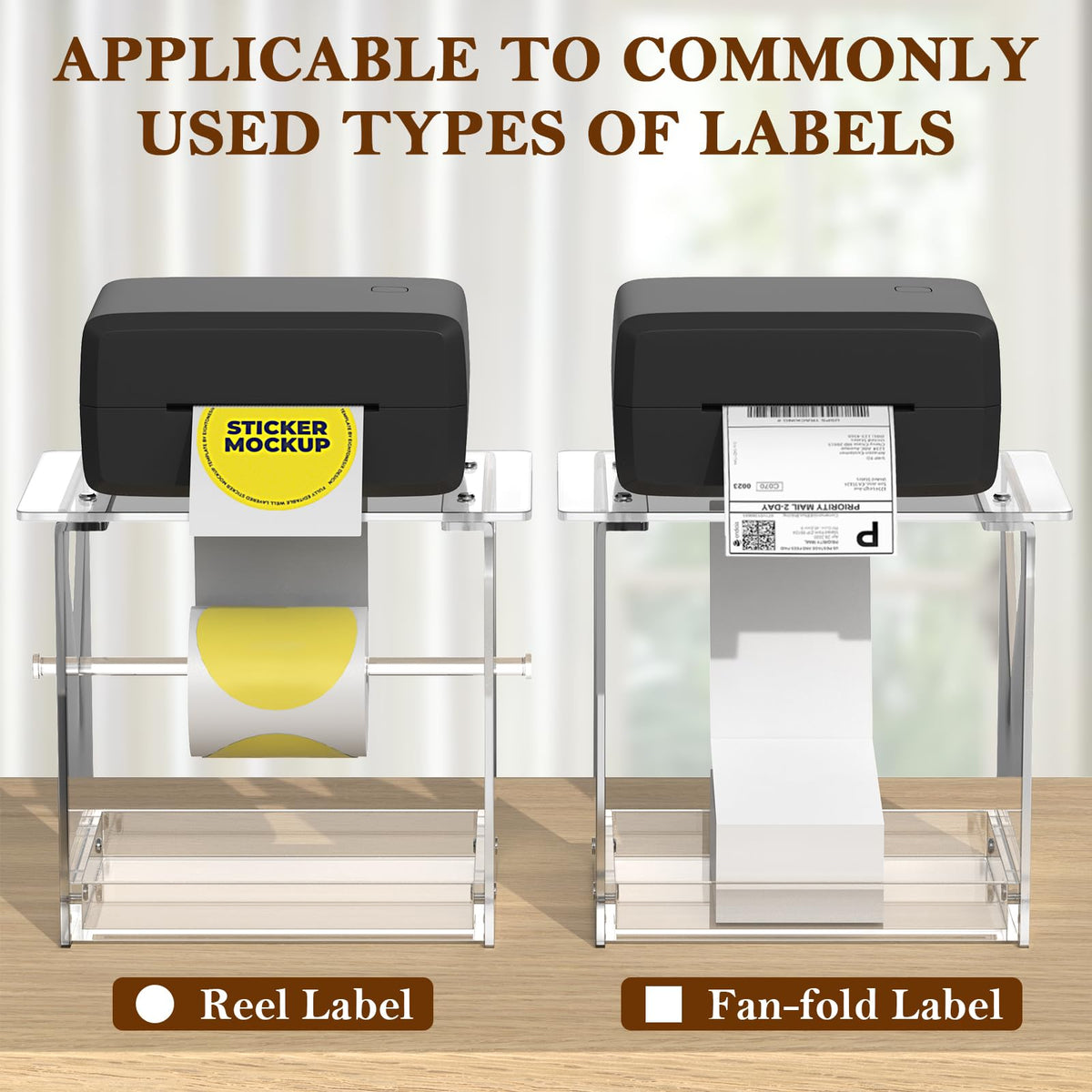 Acrylic Label Roll Holder for Thermal Printer Desktop Stand Transparent