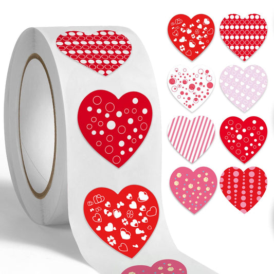 500Pcs Red Heart Stickers for Kids Roll,1Inch Waterproof Valentine's Day Love Shape Stickers Decorations Wedding,Anniversaries,Craft Scrapbook Invitation Envelopes Boxes Cards Gift Tags Bags Labels