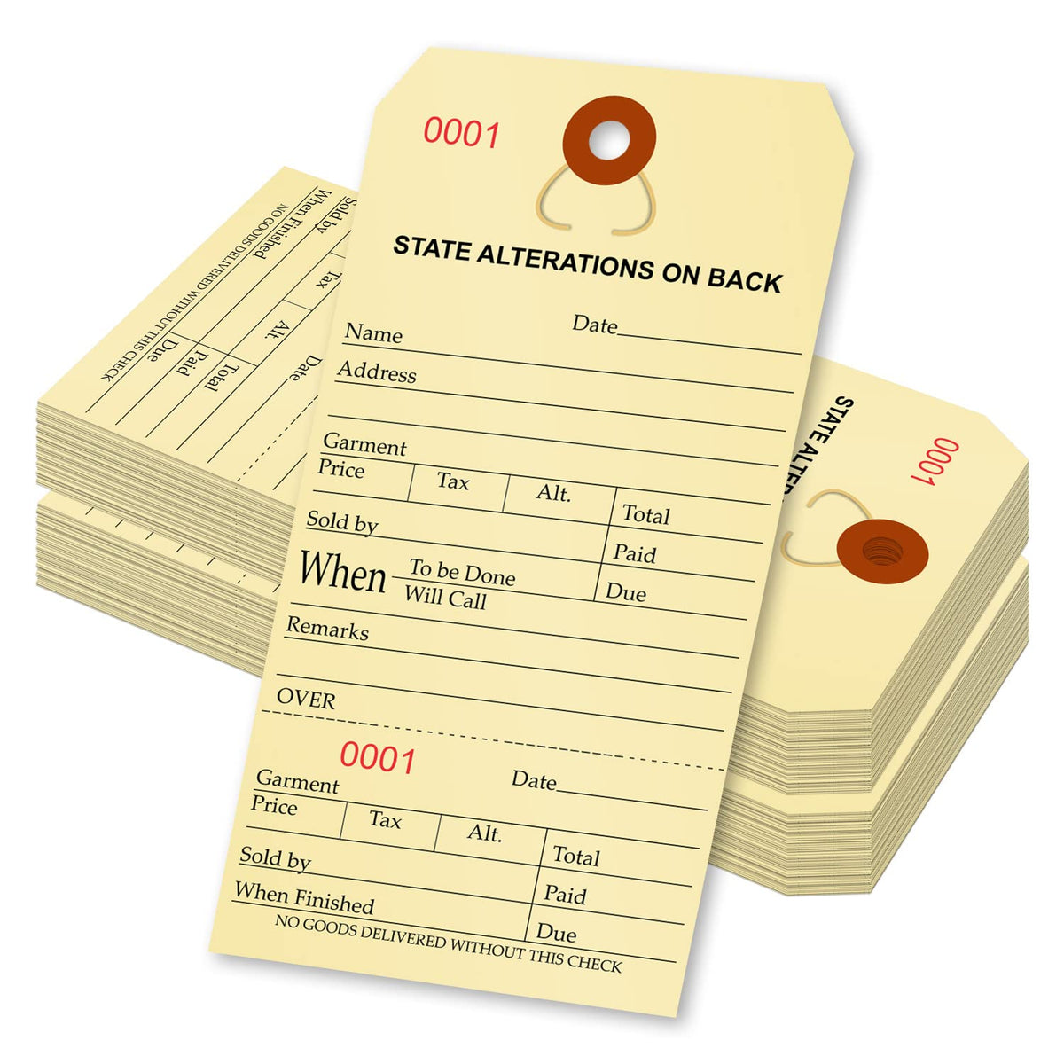 SmartSign Numbered Alteration Tags | 3.125" x 6.25" Manila Stock, Pack of 500