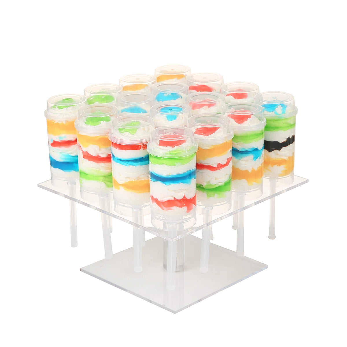 Clear Acrylic 16 Holes Push Pop Cake Stand Shooter Stand for party, wedding, bakery (7.87'' of length) (16 Hole-Square) 16 Hole-Square